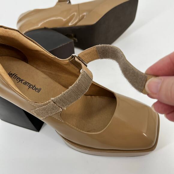 Jeffrey Campbell Reine Platform Mary Jane Womens 8 Tan Natural Block Heel Pump - Picture 11 of 13